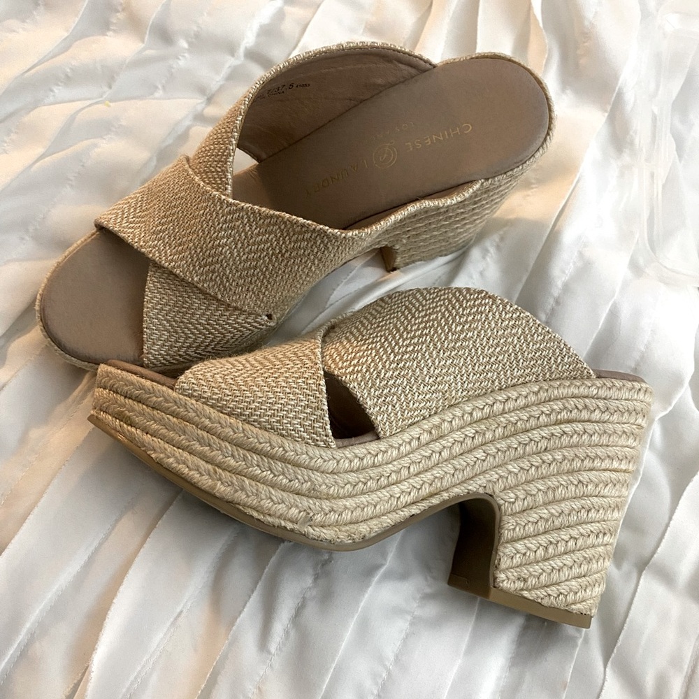 Chinese Laundry Quay Tan Mules with Open Back